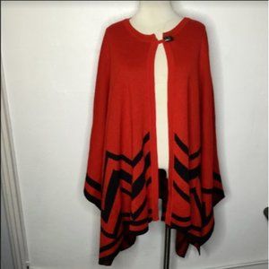 Colette Mordo Poncho Shawl Red/Black Wool Blend One Size Plus Limited Edition